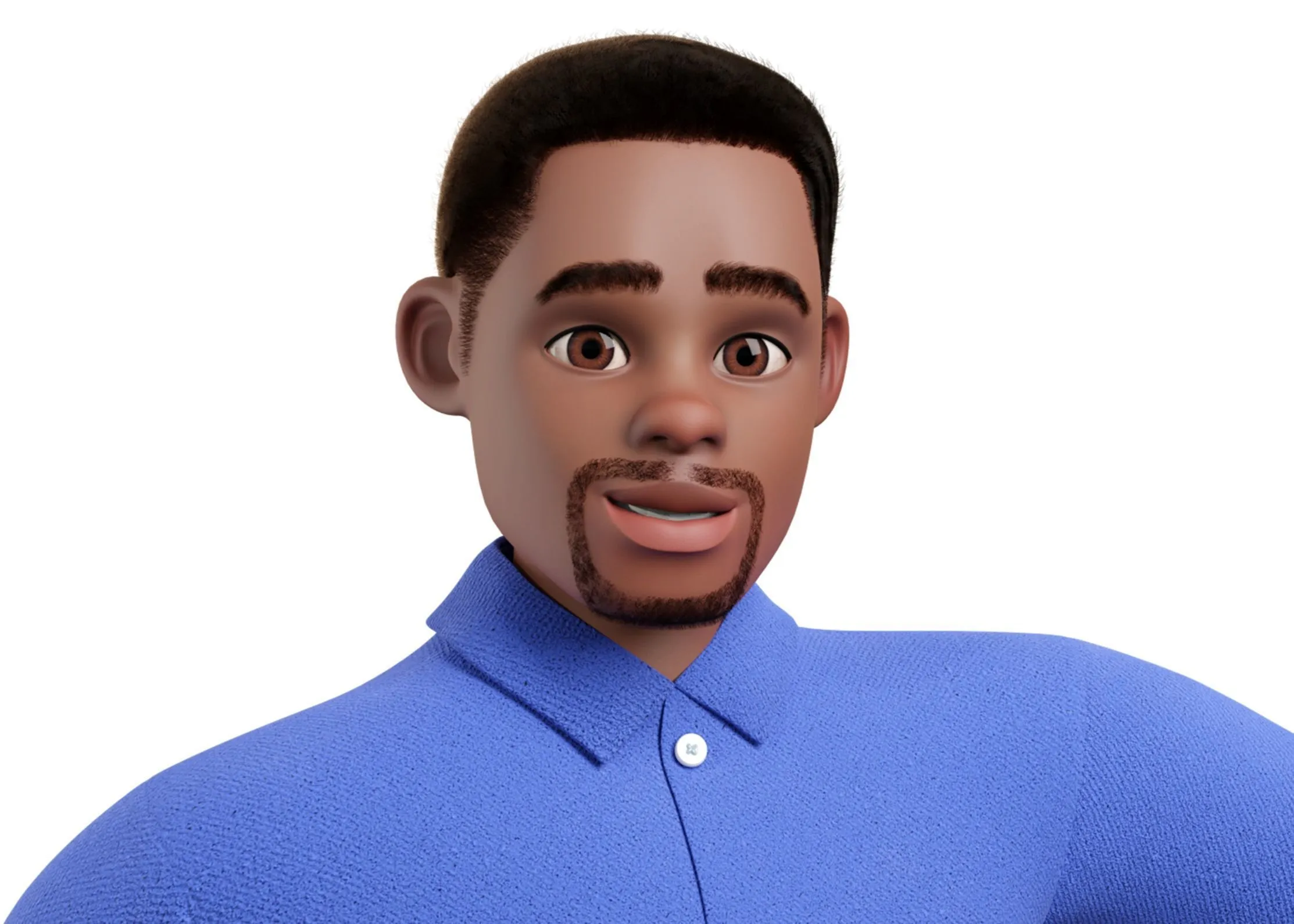Cartoon Man Black 3D character showcase